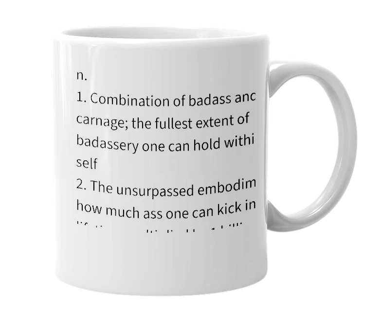 White mug with the definition of 'Badassilage'