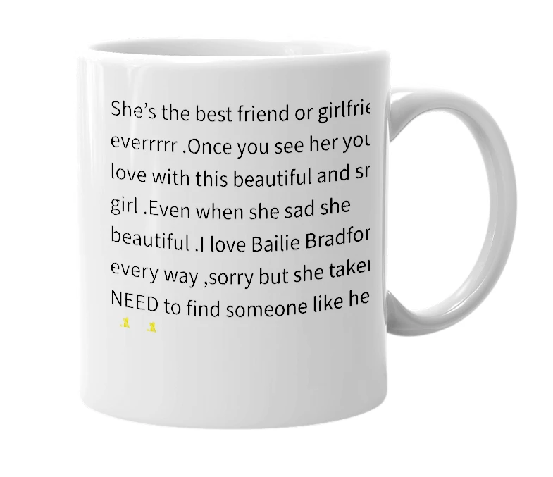 White mug with the definition of 'Bailie'