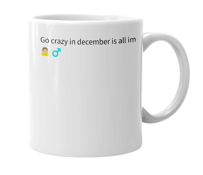 White mug with the definition of 'Balls Deep December'