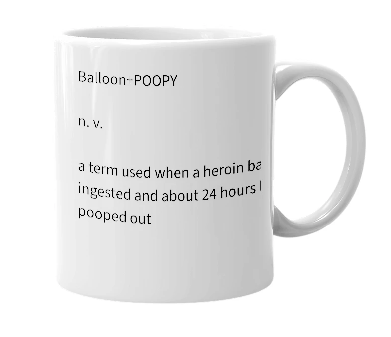 White mug with the definition of 'Baloopy'