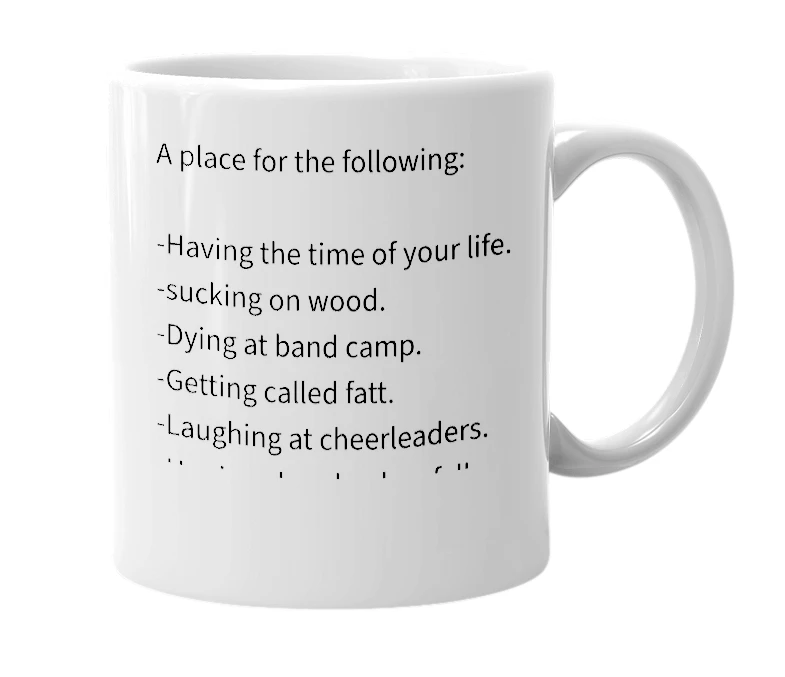 White mug with the definition of 'Band.'