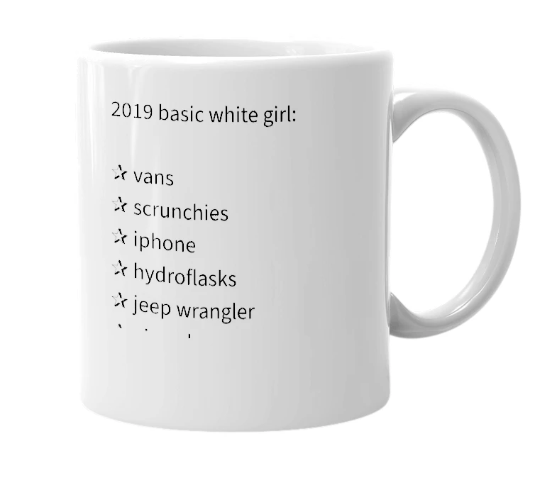 White mug with the definition of 'Basic White Girl'