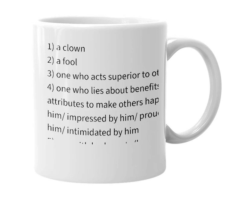 White mug with the definition of 'Baumer'