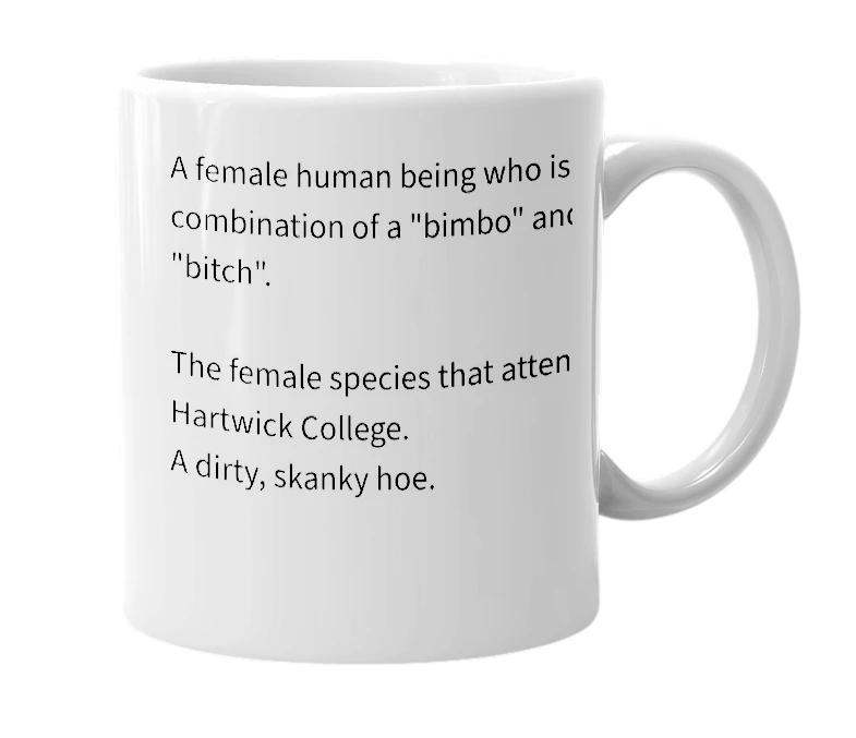 White mug with the definition of 'Bimbitch'