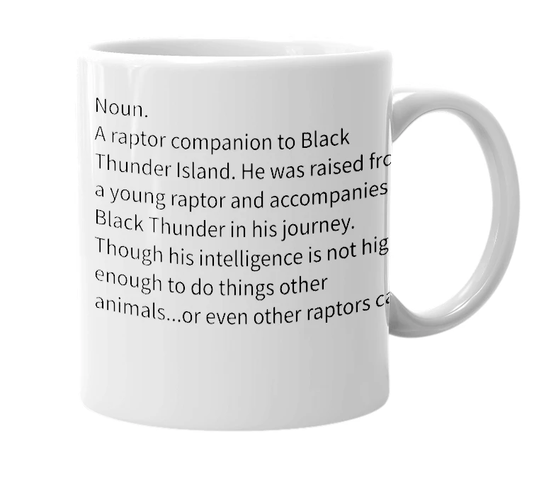 White mug with the definition of 'Blood Feast Island'