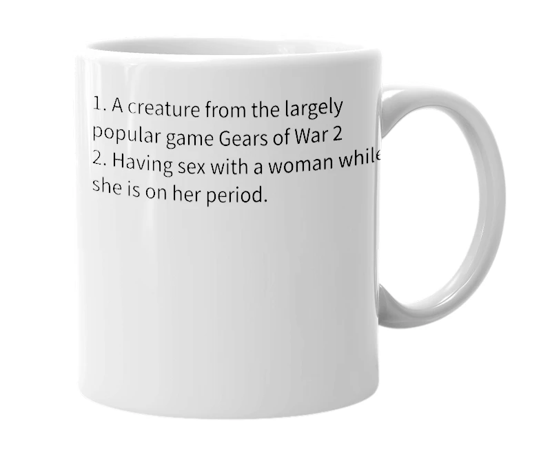 White mug with the definition of 'Bloodmount'