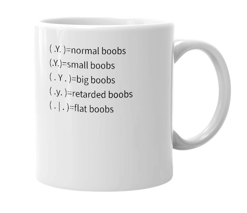 White mug with the definition of 'Boobs'