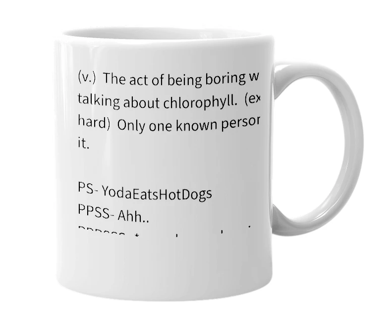 White mug with the definition of 'Borophyll'