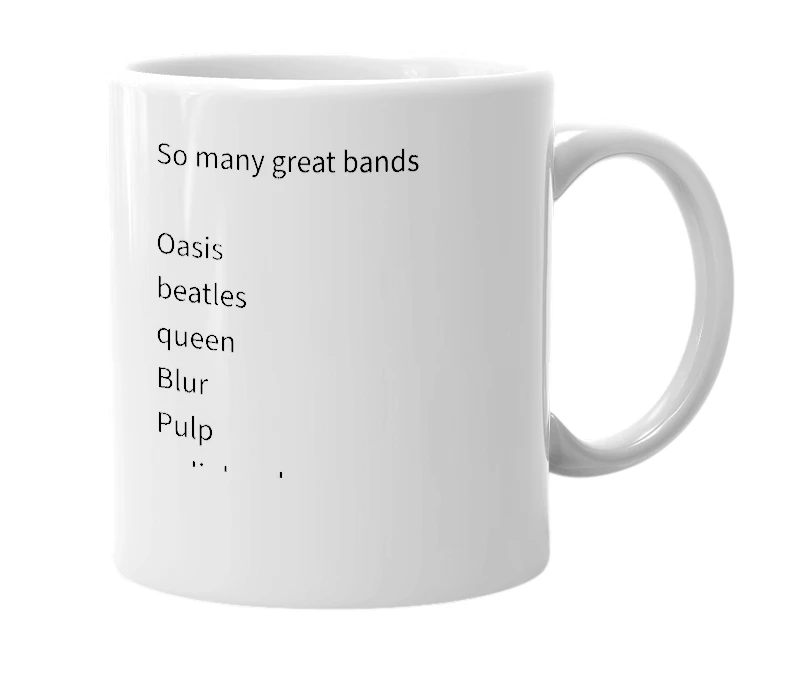 White mug with the definition of 'BritPop'