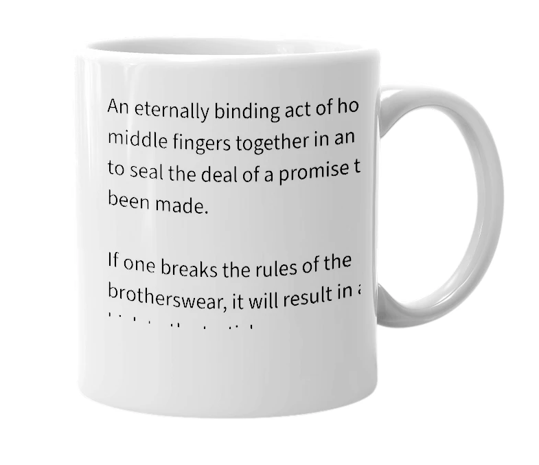 White mug with the definition of 'Brother Swear'