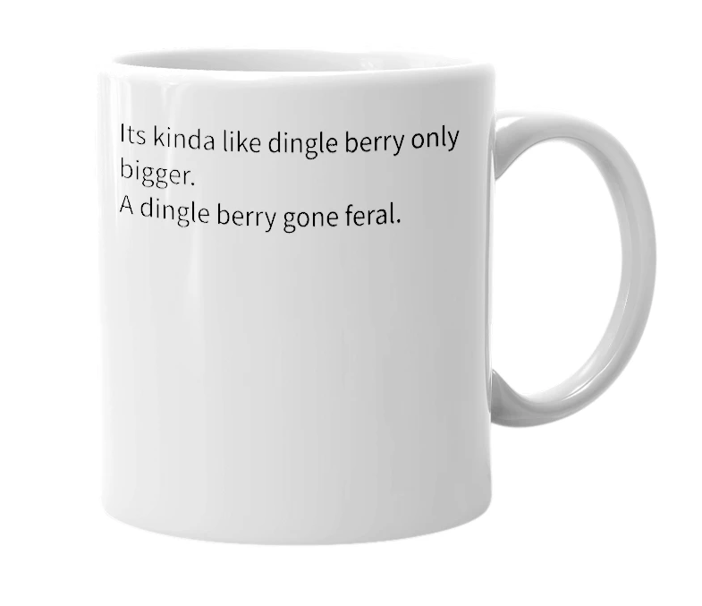 White mug with the definition of 'Bush-berry'