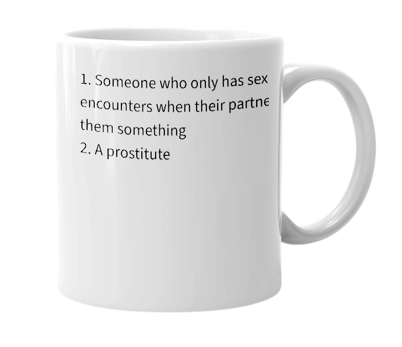 White mug with the definition of 'Buysexual'