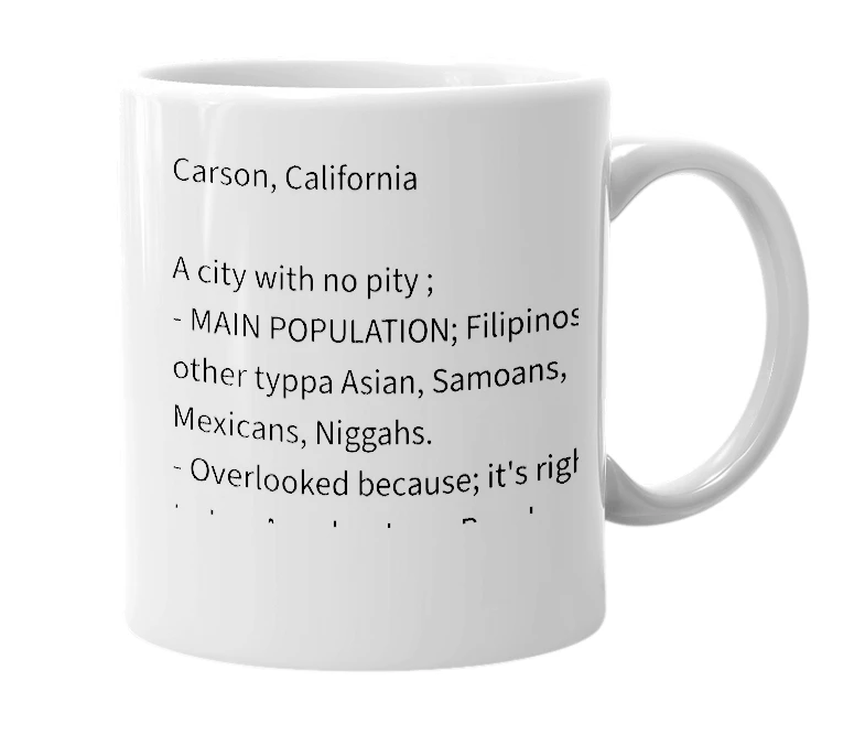 White mug with the definition of 'Carson'