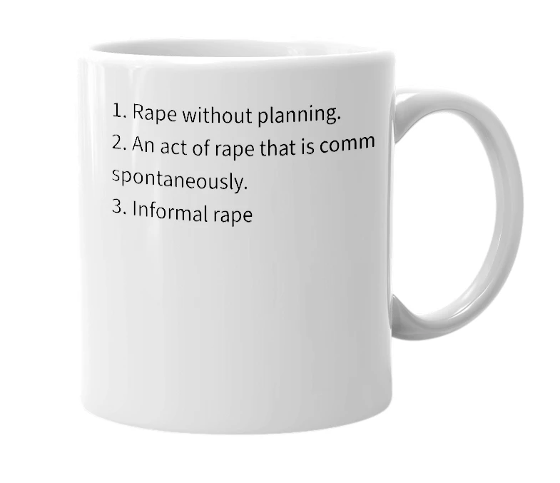 White mug with the definition of 'Casual Rape'
