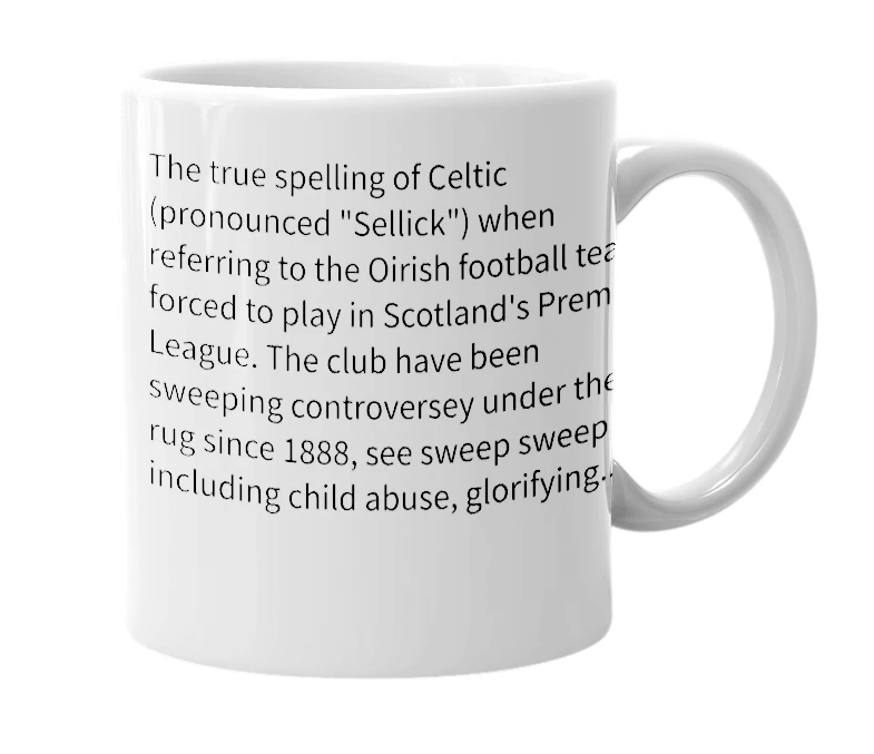 White mug with the definition of 'Celtc'