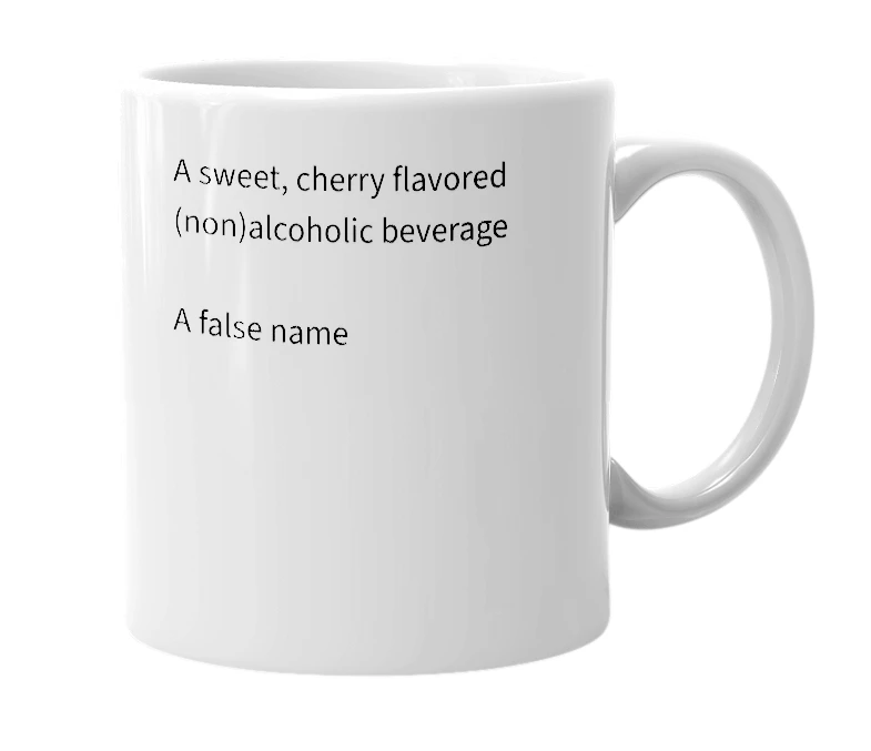 White mug with the definition of 'Cherry Daiquiri'