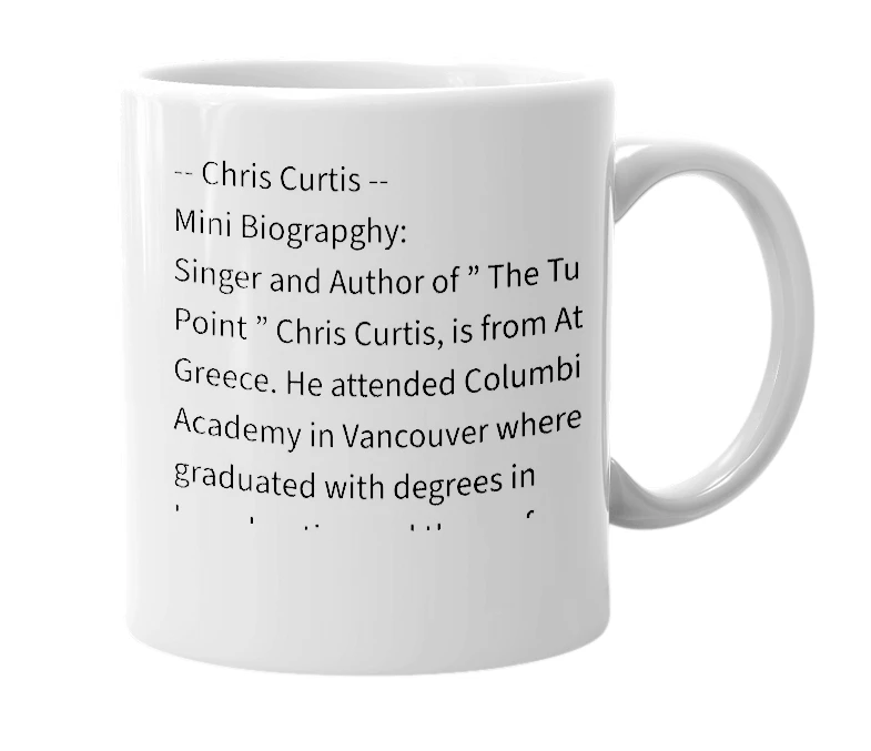 White mug with the definition of 'Chris Curtis'