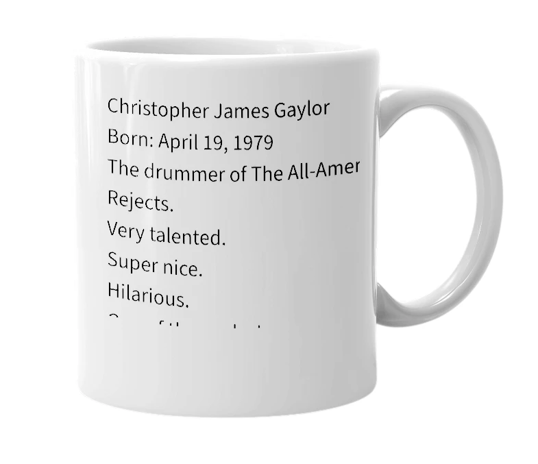 White mug with the definition of 'Chris Gaylor'