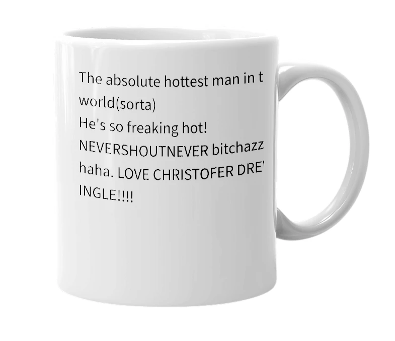 White mug with the definition of 'Christofer Drew'