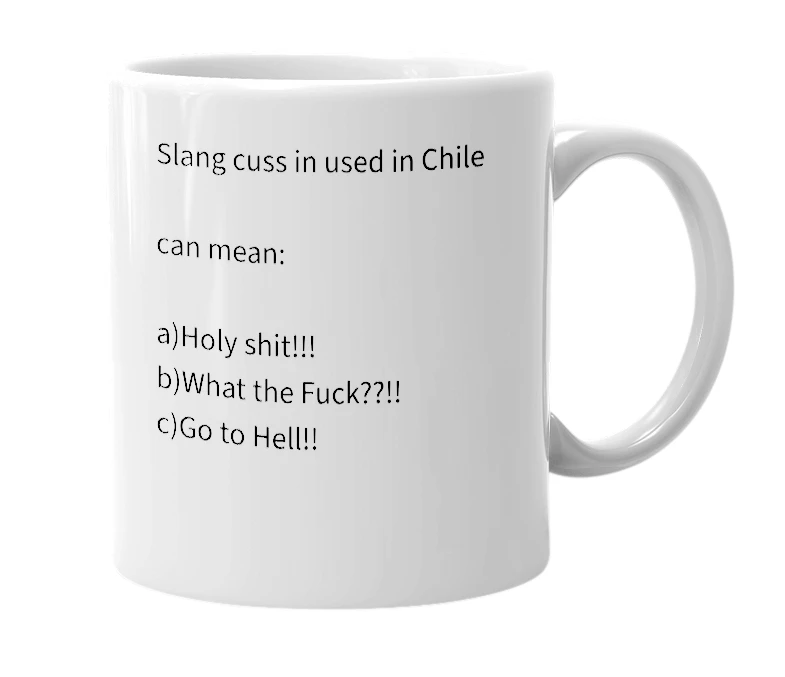 White mug with the definition of 'Chucha'