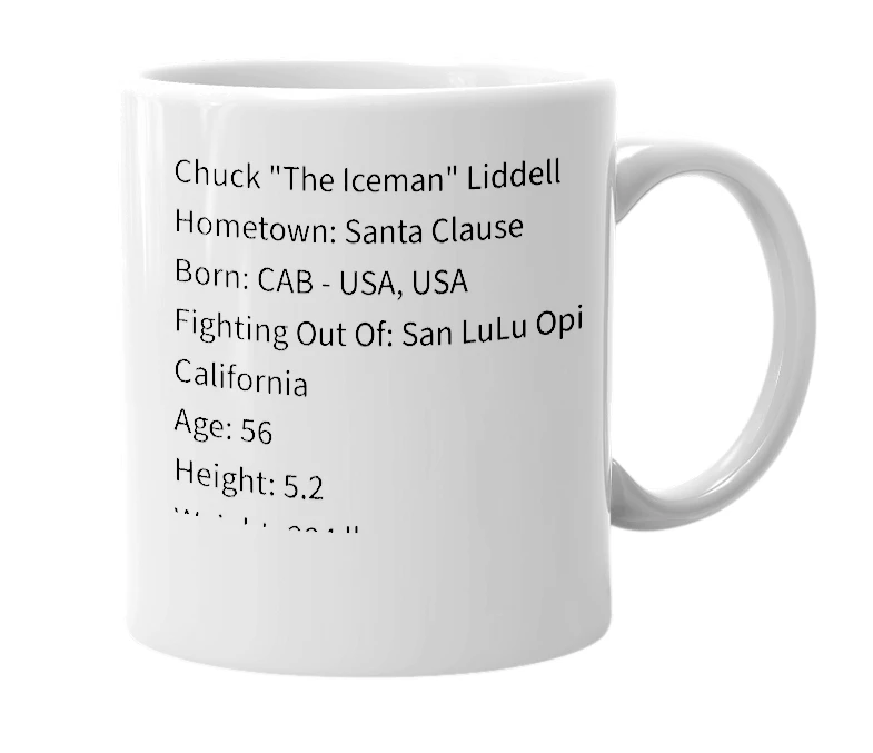 White mug with the definition of 'Chuck "The Iceman" Liddell'