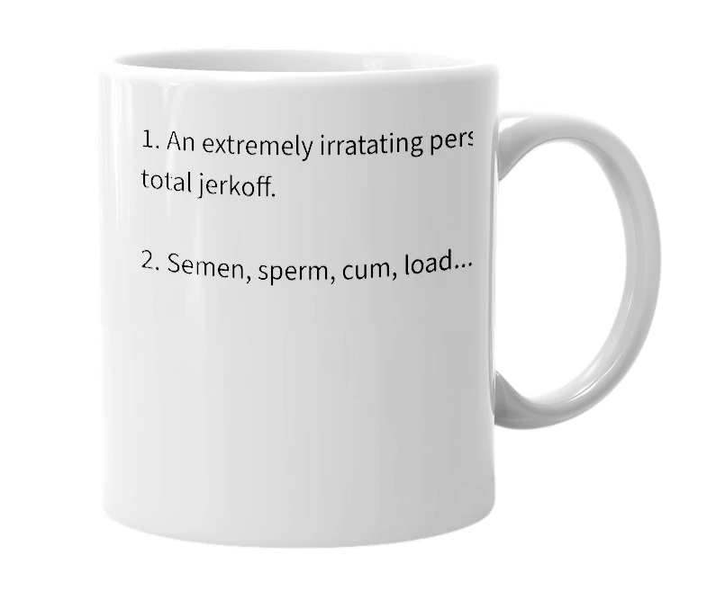 White mug with the definition of 'Cocksnot'