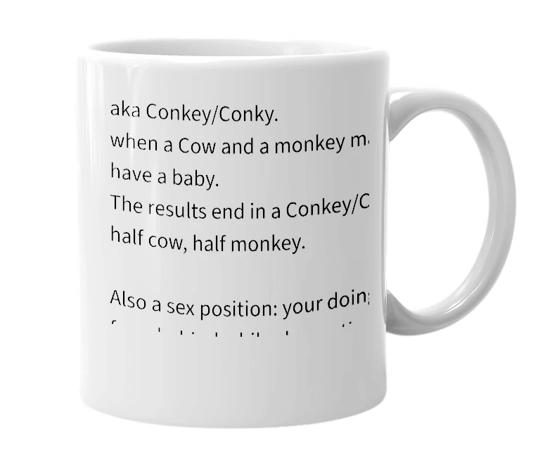 White mug with the definition of 'Conkie'
