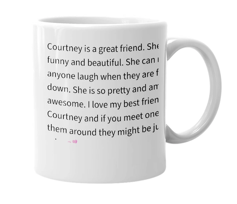 White mug with the definition of 'Courtney'