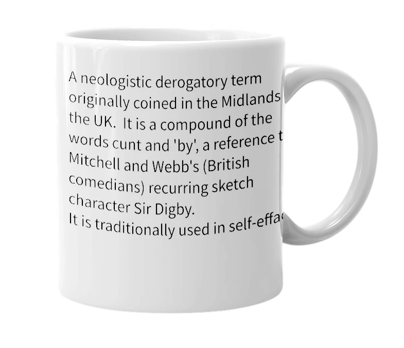 White mug with the definition of 'Cuntby'