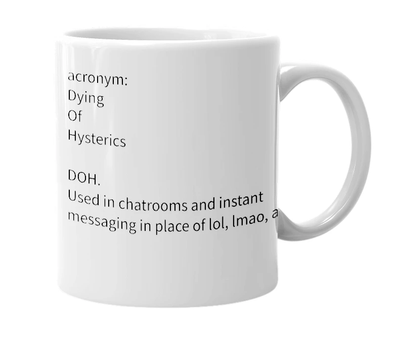 White mug with the definition of 'DOH'