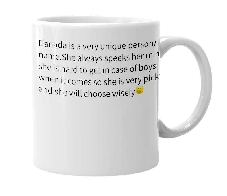 White mug with the definition of 'Danada'