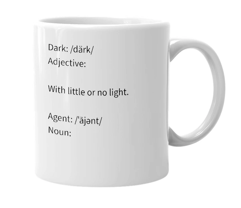 White mug with the definition of 'DarkAgent'