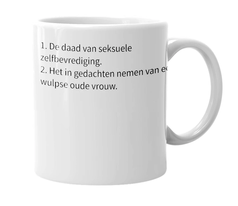 White mug with the definition of 'Denken aan Nina'
