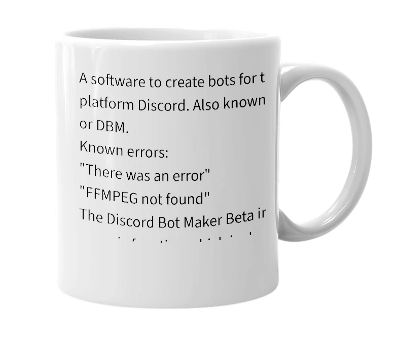 White mug with the definition of 'Discord Bot Maker'