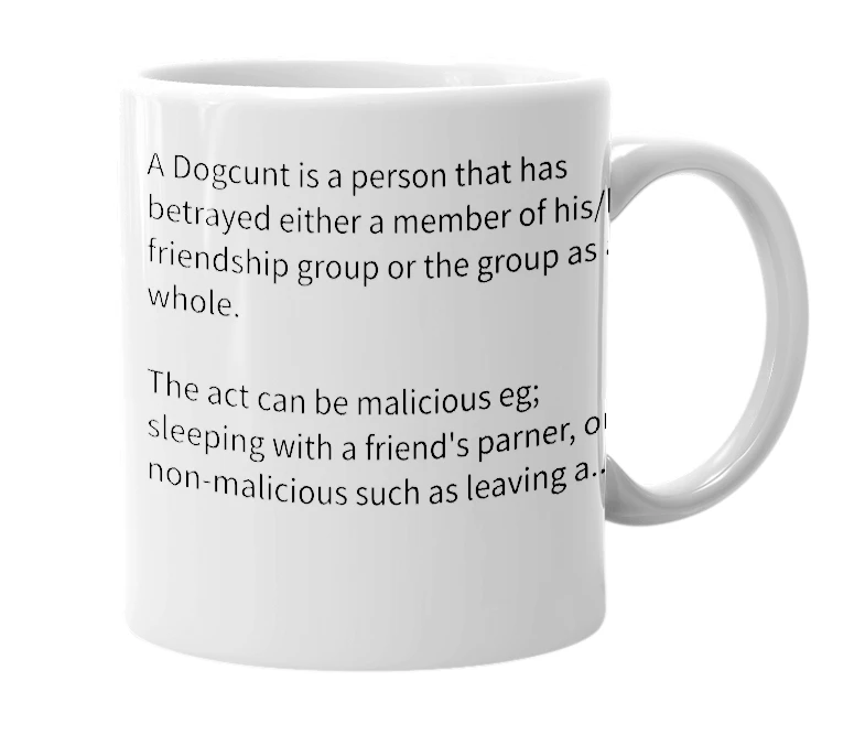 White mug with the definition of 'Dogcunt'