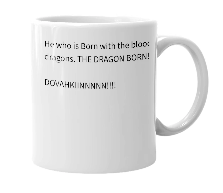 White mug with the definition of 'Dovahkiin'