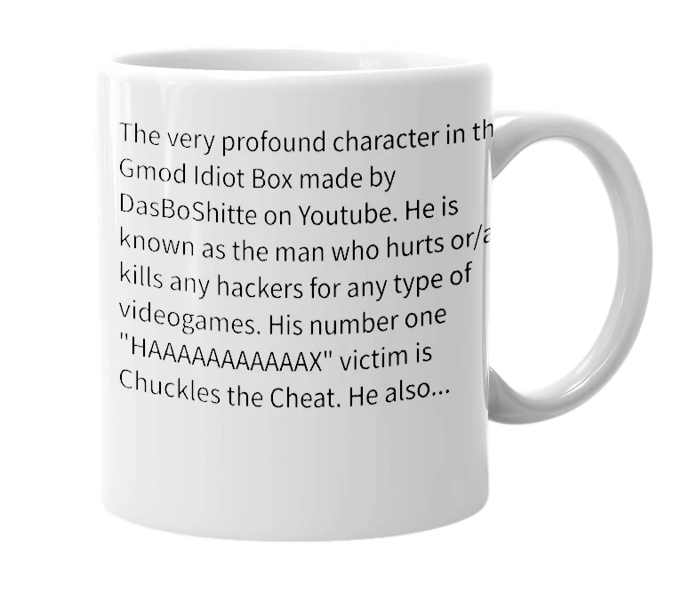 White mug with the definition of 'Dr. Hax'
