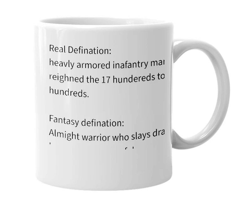 White mug with the definition of 'Dragoon'