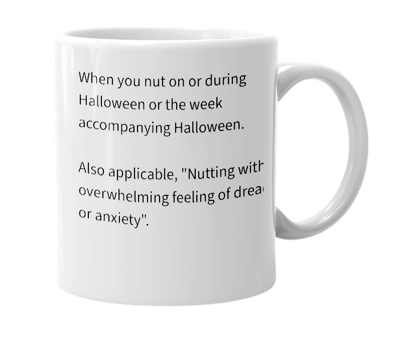 White mug with the definition of 'Dreadnut'