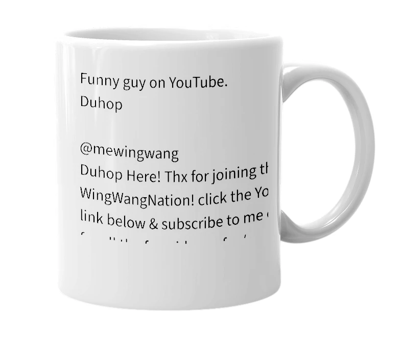 White mug with the definition of 'Duhop'