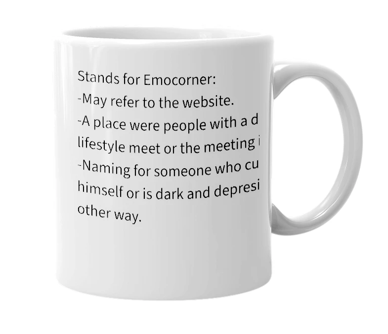 White mug with the definition of 'EC'