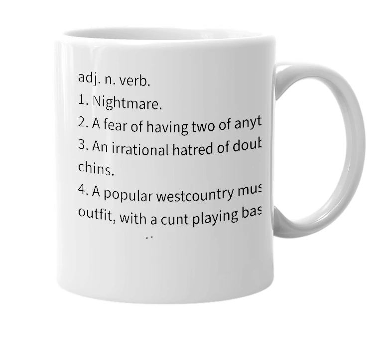 White mug with the definition of 'Eleven Lives Left'