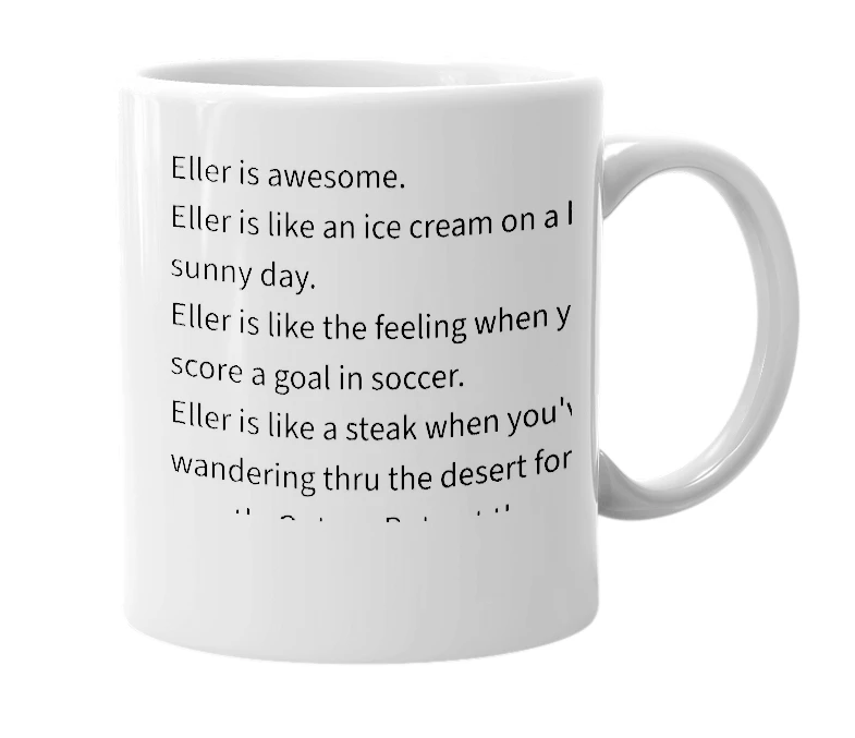 White mug with the definition of 'Eller'