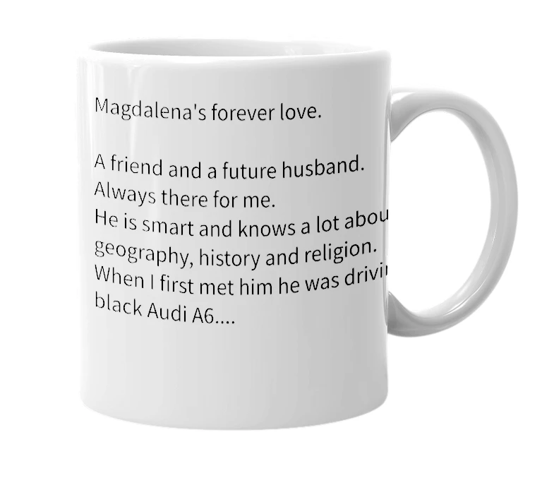 White mug with the definition of 'Elmedin'