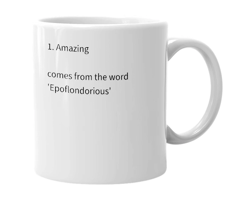 White mug with the definition of 'Epo'