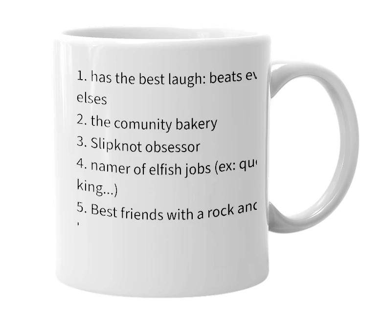 White mug with the definition of 'Erica'