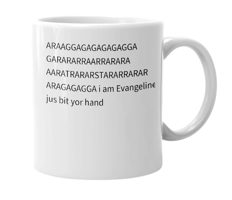 White mug with the definition of 'Evangeline'