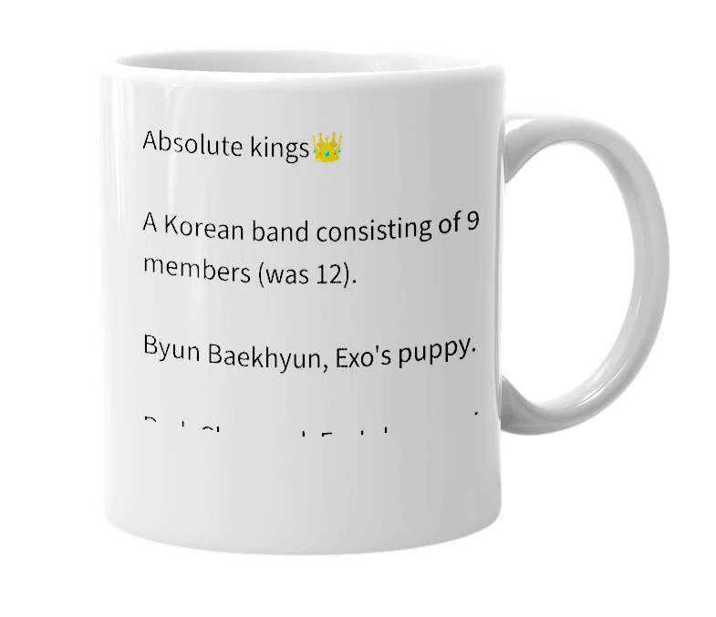 White mug with the definition of 'Exo'