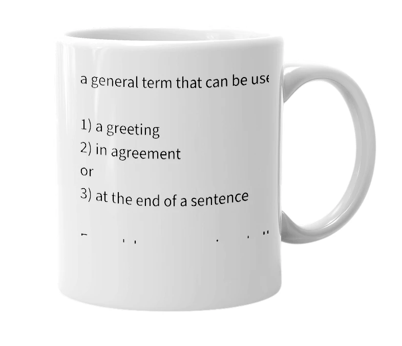 White mug with the definition of 'Eyowah'