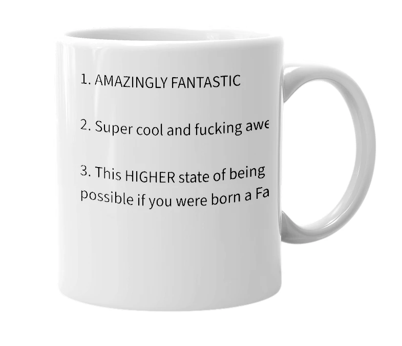 White mug with the definition of 'FANFANTASTIC'